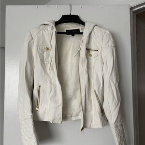 Ci Sono Women's Cream Quilted Leather Jacket